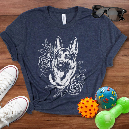 Shepherd Flower Portrait Shirt - The Pawsitive Initiative