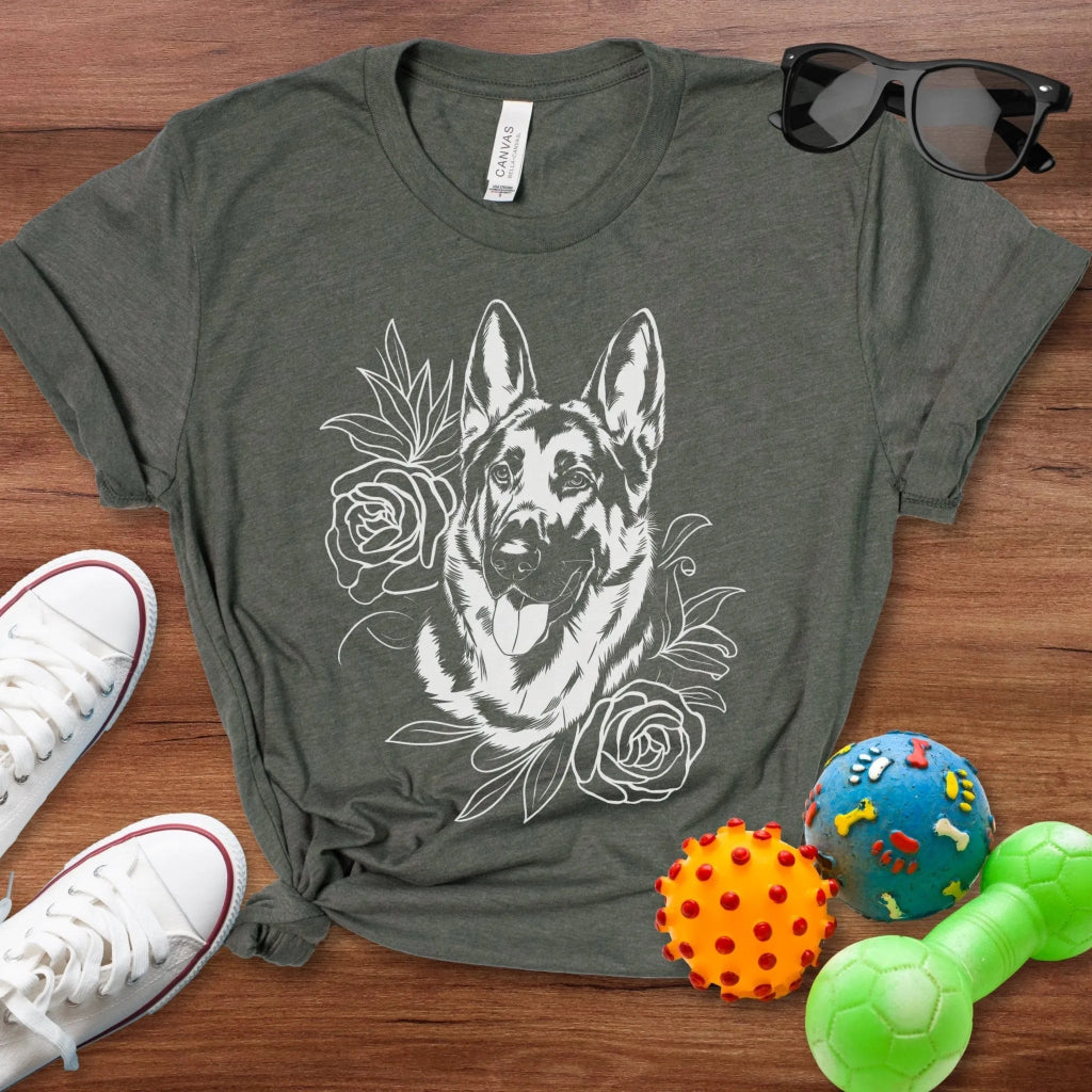 Shepherd Flower Portrait Shirt - The Pawsitive Initiative