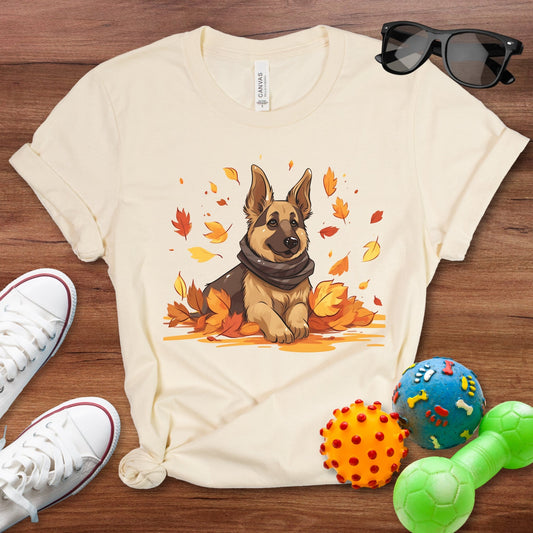 Shepherd Puppy Leaf Pile Shirt - The Pawsitive Initiative