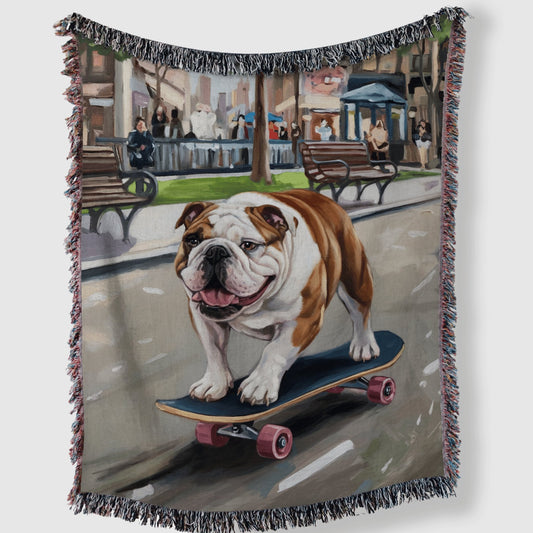 Skateboarding Bulldog Blanket - The Pawsitive Initiative