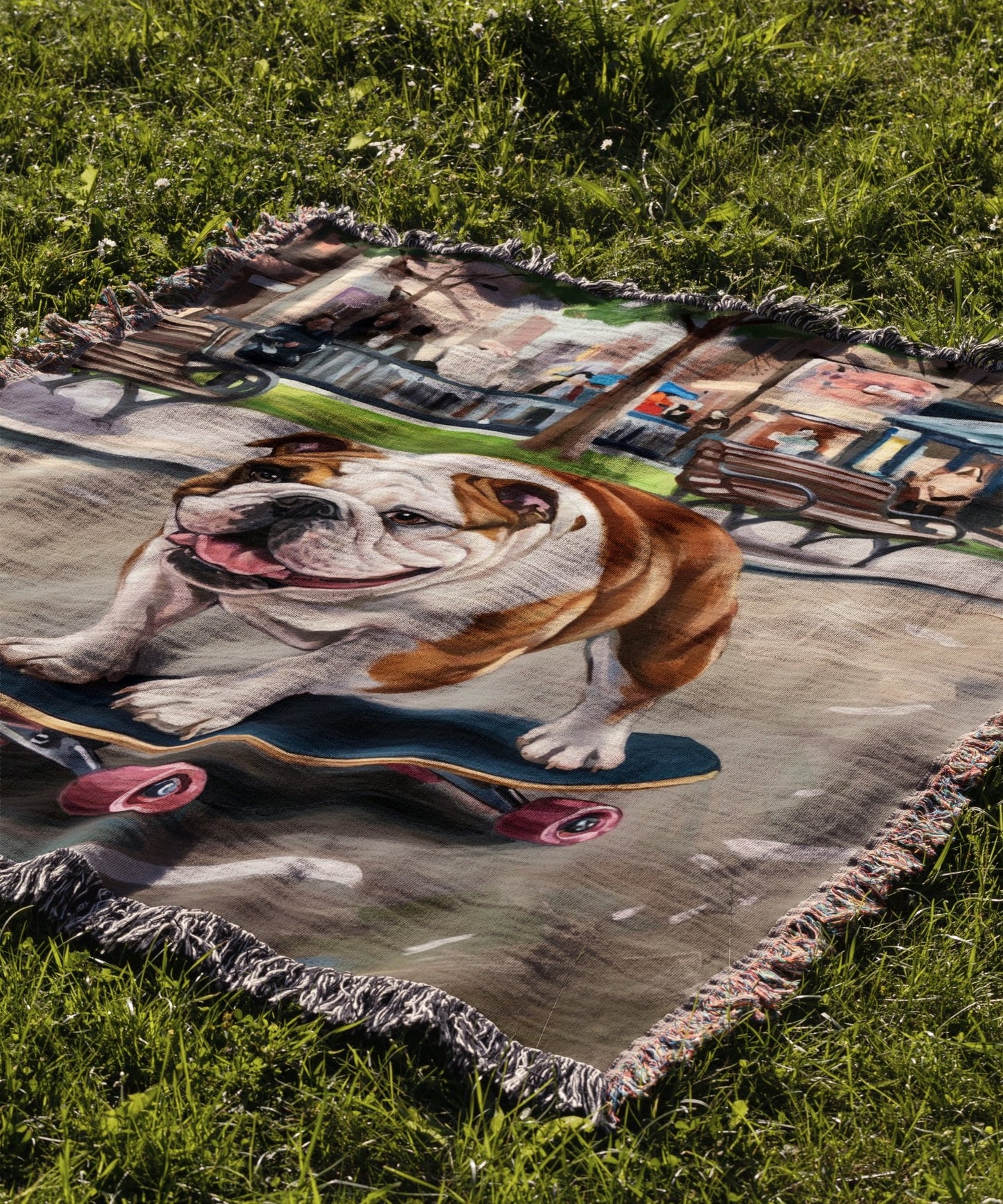 Skateboarding Bulldog Blanket - The Pawsitive Initiative