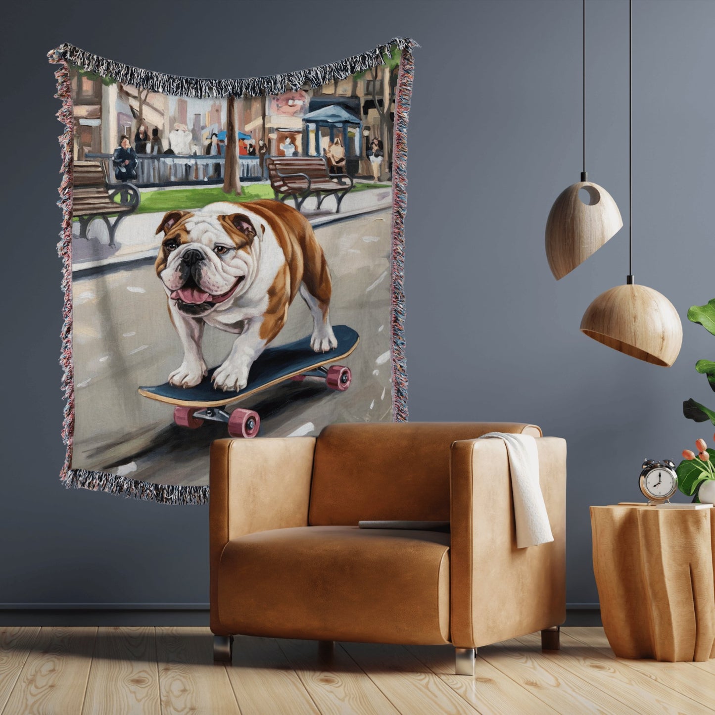 Skateboarding Bulldog Blanket - The Pawsitive Initiative