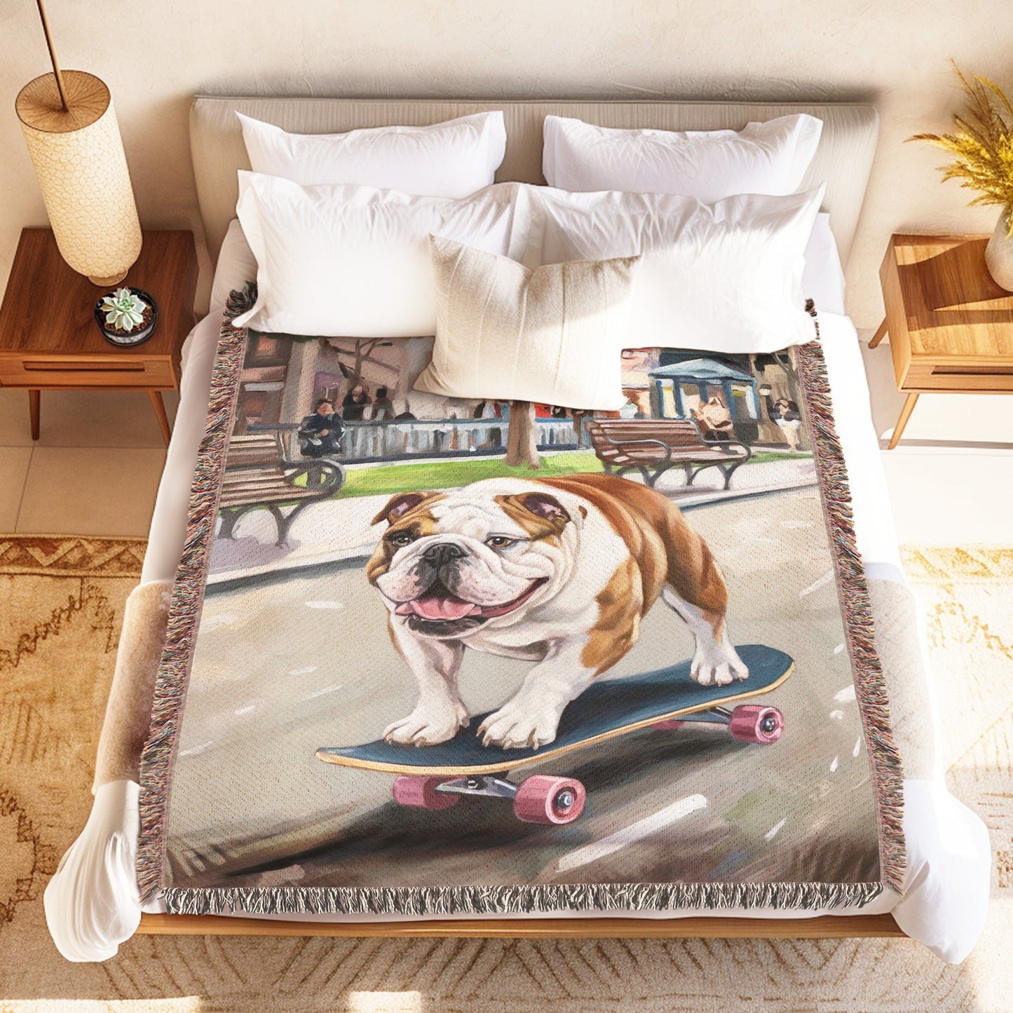 Skateboarding Bulldog Blanket - The Pawsitive Initiative