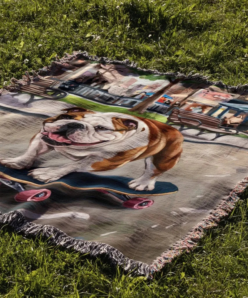 Skateboarding Bulldog Blanket - The Pawsitive Initiative