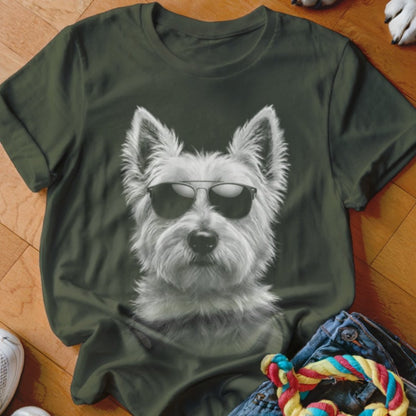Westie in Aviators Shirt - The Pawsitive Initiative