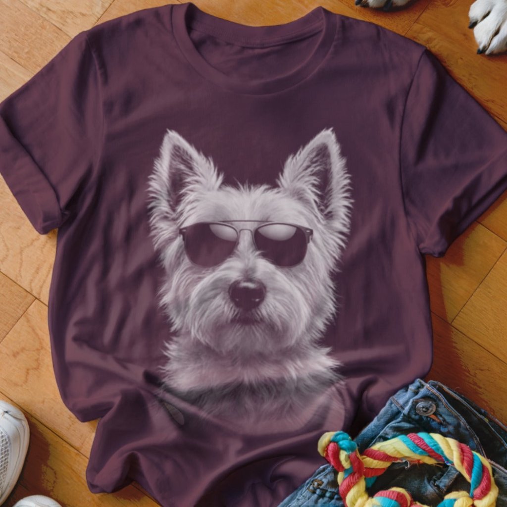 Westie in Aviators Shirt - The Pawsitive Initiative