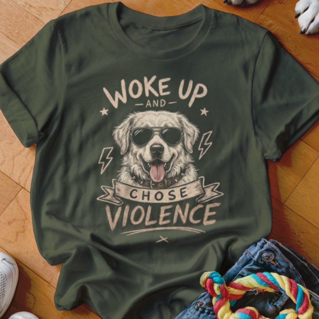 Woke Up and Chose Violence Golden Shirt - The Pawsitive Initiative