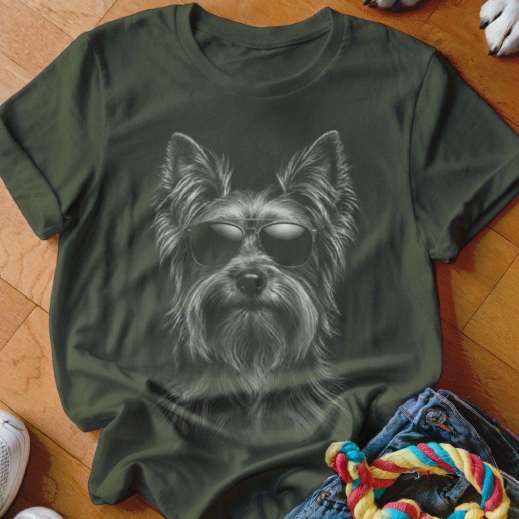 Yorkie in Aviators Shirt - The Pawsitive Initiative